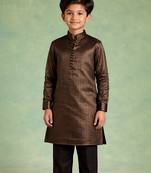 Metallic brown silk kurta set