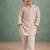 Beige stripes printed silk kurta set