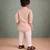 Beige stripes printed silk kurta set