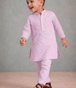 Lavender embroidered brocade kurta set