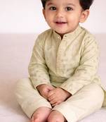 Mint green printed brocade kurta set