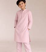 Pastel pink printed brocade kurta set