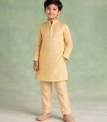 Golden yellow embroidered chanderi kurta set