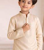 Gold embroidered chanderi kurta set