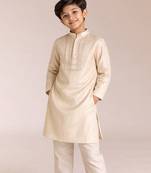 Champagne gold embroidered chanderi kurta set