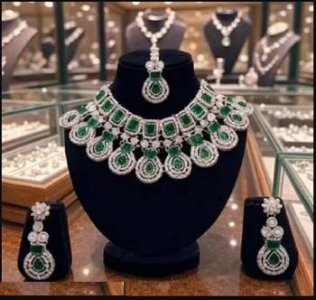 Western party wear silver plated chain pendant set 1