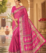 Rani Pink Dola Silk Blend Saree with Blouse