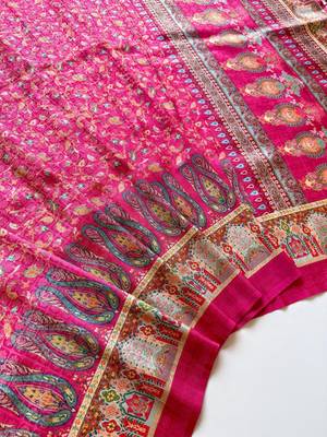 Rani Pink Dola Silk Blend Saree with Blouse 2