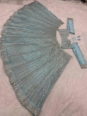 Baby Blue Heavy Foil Mirror Work Lehenga Choli Set for Women 5