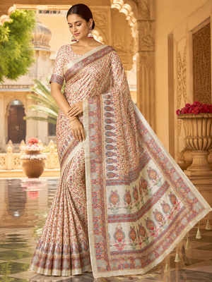 White Color Dola Silk Blend Saree 1