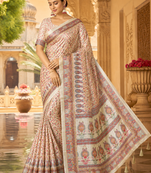 White Color Dola Silk Blend Saree