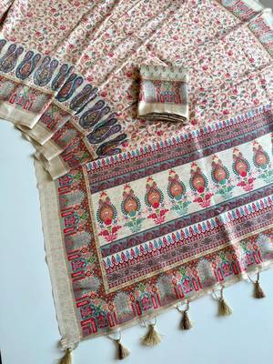 White Color Dola Silk Blend Saree 2