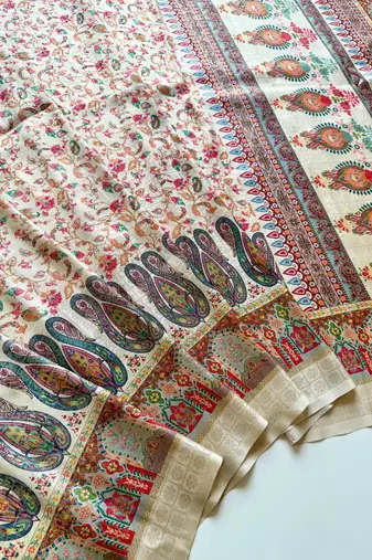White Color Dola Silk Blend Saree