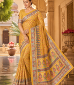 Yellow Color Dola Silk Blend Saree