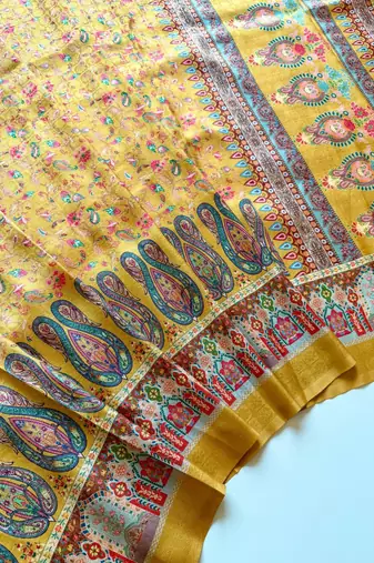 Yellow Color Dola Silk Blend Saree