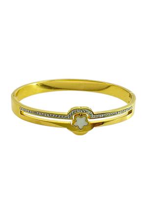 Gold plated anti tarnish cz clover shape bracelet 2