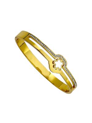 Gold plated anti tarnish cz clover shape bracelet 3