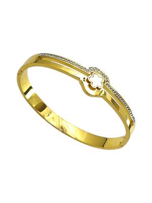 Gold plated anti tarnish cz clover shape bracelet 4