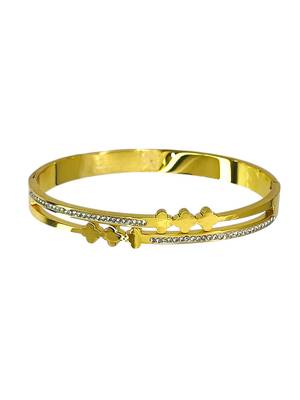 Gold plated anti tarnish cz clover cut out bracelet 2