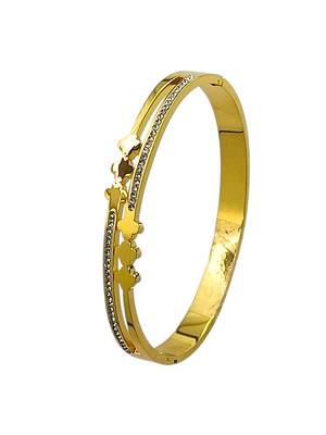 Gold plated anti tarnish cz clover cut out bracelet 3