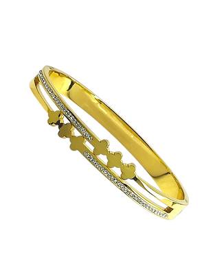 Gold plated anti tarnish cz clover cut out bracelet 4