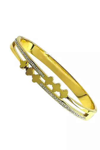 Gold plated anti tarnish cz clover cut out bracelet