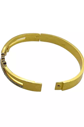 Gold plated anti tarnish cz clover cut out bracelet