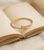 Gold plated anti tarnish cz nail design bracelet