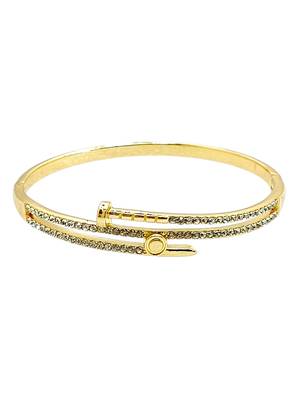 Gold plated anti tarnish cz nail design bracelet 2