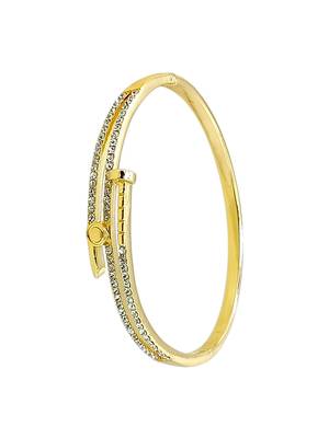 Gold plated anti tarnish cz nail design bracelet 3