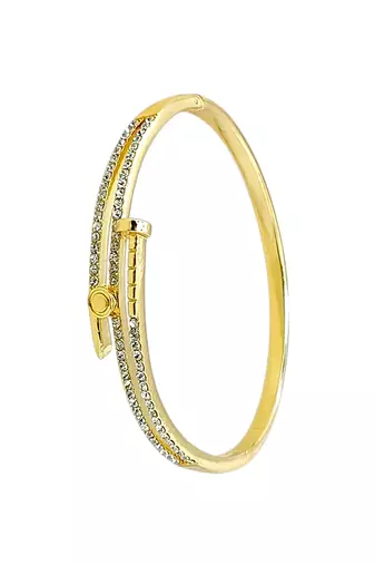 Gold plated anti tarnish cz nail design bracelet