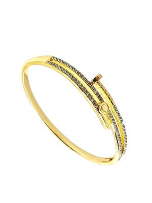 Gold plated anti tarnish cz nail design bracelet 4