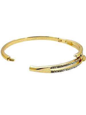 Gold plated anti tarnish cz nail design bracelet 5