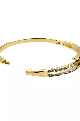 Gold plated anti tarnish cz nail design bracelet