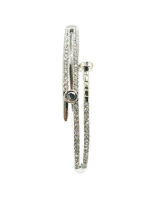 Silver plated anti tarnish cz nail design bracelet 3