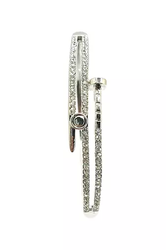 Silver plated anti tarnish cz nail design bracelet