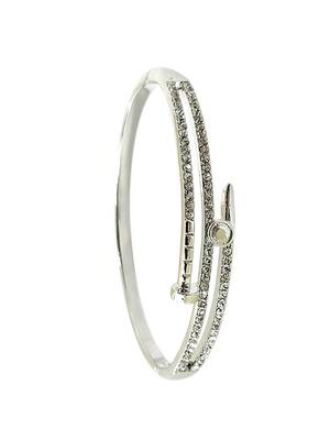 Silver plated anti tarnish cz nail design bracelet 4