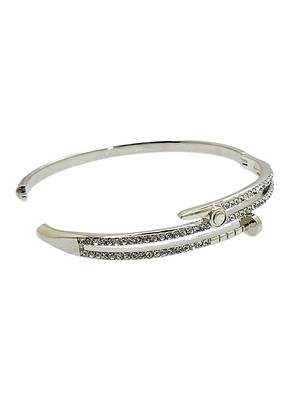 Silver plated anti tarnish cz nail design bracelet 5