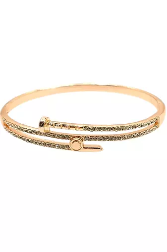 Rose gold plated anti tarnish cz nail design bracelet
