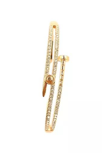Rose gold plated anti tarnish cz nail design bracelet