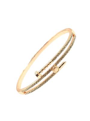 Rose gold plated anti tarnish cz nail design bracelet 4
