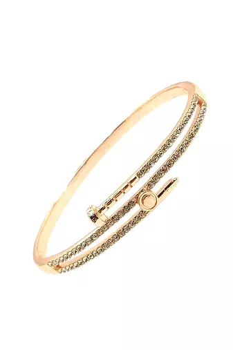 Rose gold plated anti tarnish cz nail design bracelet