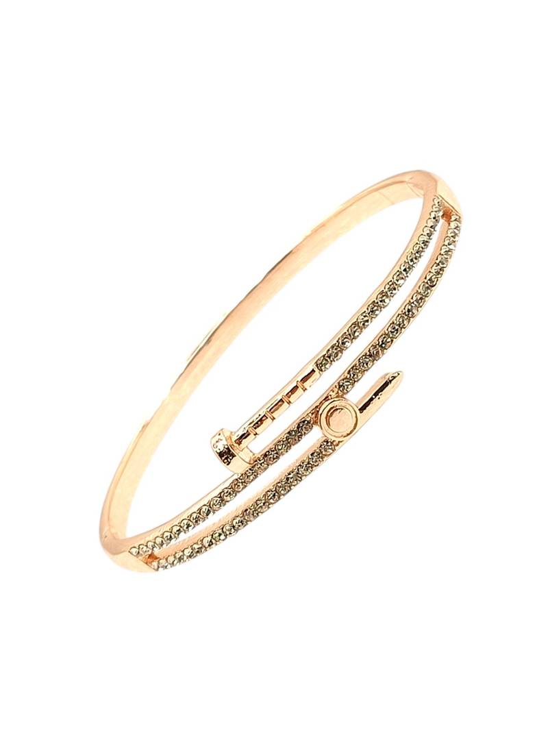 Rose gold plated anti tarnish cz nail design bracelet