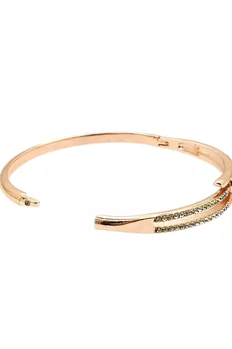 Rose gold plated anti tarnish cz nail design bracelet