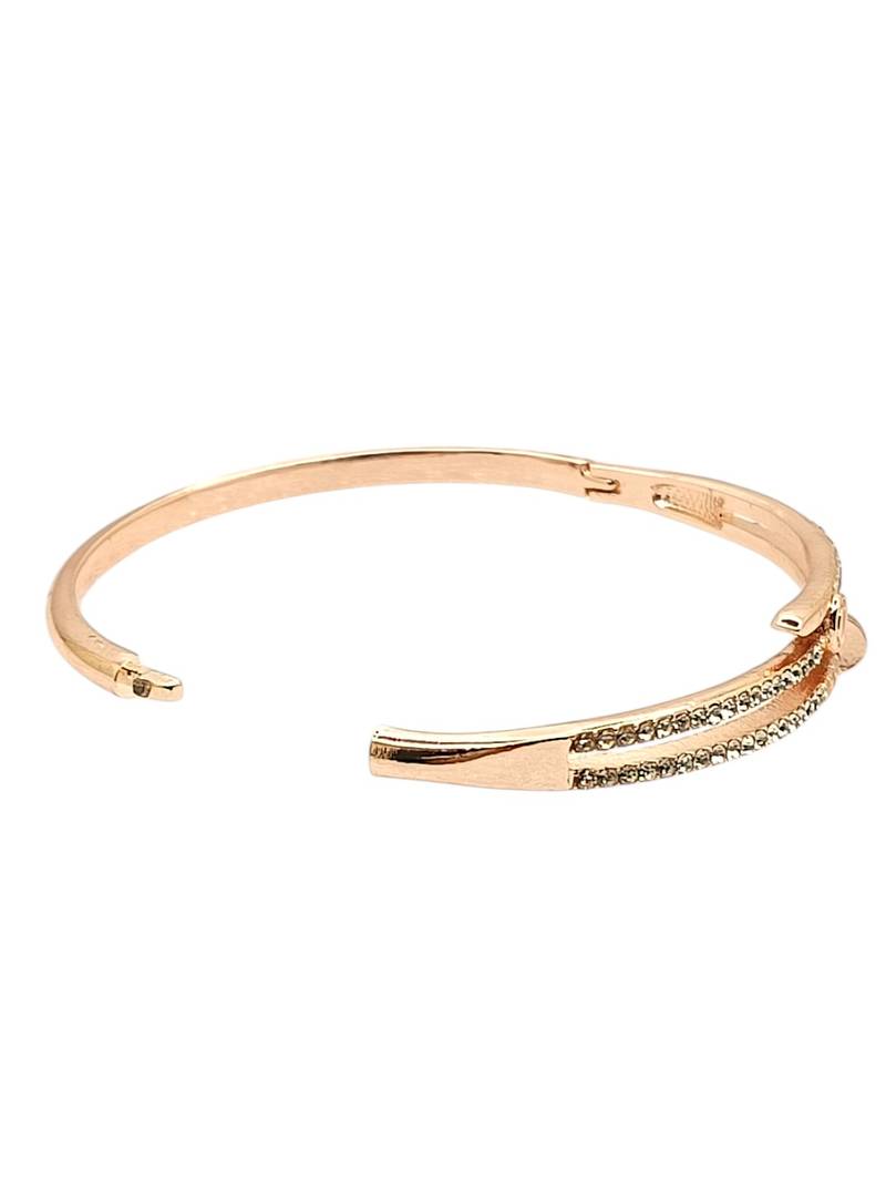 Rose gold plated anti tarnish cz nail design bracelet