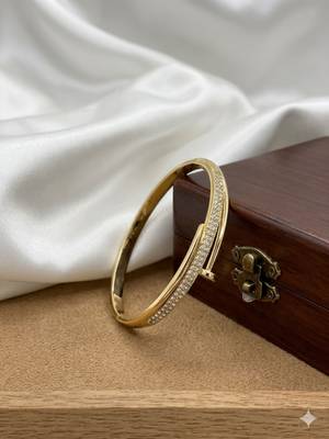 Gold plated anti tarnish cz nail design bracelet 1