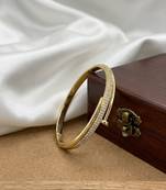 Gold plated anti tarnish cz nail design bracelet
