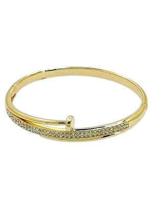 Gold plated anti tarnish cz nail design bracelet 2