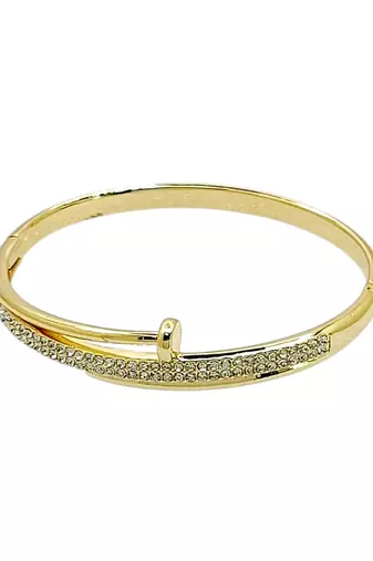 Gold plated anti tarnish cz nail design bracelet