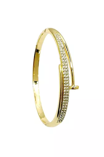 Gold plated anti tarnish cz nail design bracelet